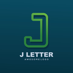 Letter J colorful logo illustration line art style