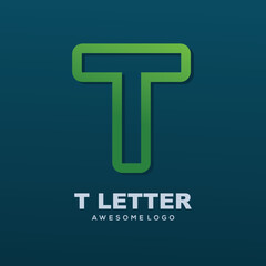 Letter T colorful logo illustration line art style