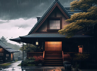 Rainy Season Cooking: Making Bento in a Japanese House (AI Generated)