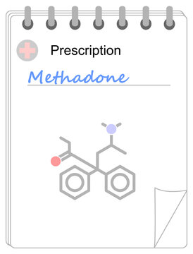 Medical Prescription Pad. Simplified Formula Icon Of Methadone.