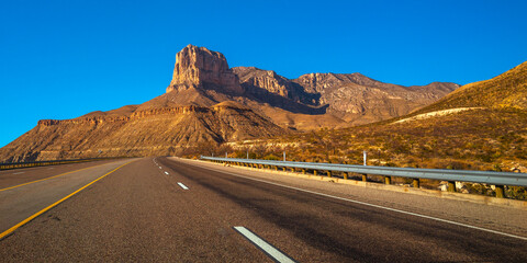Guadalupe Mountains National Park landscape near El Captain Viewpoint on Route 62 in Salt Flat, Dell City, Texas, USA