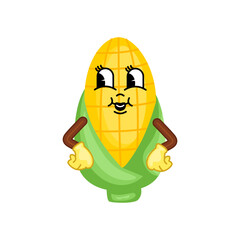 corn cartoon vector, corn mascot, smile, happy, funny. vector illustration.