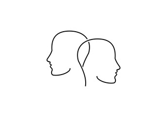 logo silhouette two medical health people head illustration