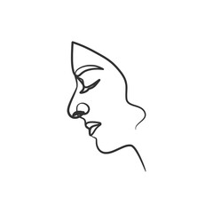 Woman face continuous line drawing