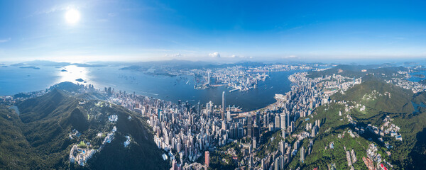 epic panorama of the Victoria Harbour and commercial area of Hong Kong © gormakuma