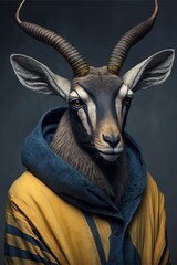 Antelope wearing fashion urban streetwear..Generative AI