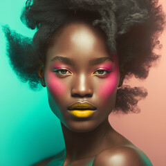 Generative ai fashion black woman colorful portrait looking camera confident