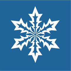 Blue hexagonal snowflake on a white background. A unique author's snowflake to decorate the winter holidays. Vector image of a Christmas symbol.