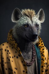 Hyena wearing fashion urban streetwear..Generative AI