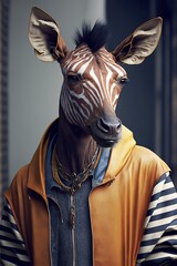 Okapi wearing fashion urban streetwear..Generative AI