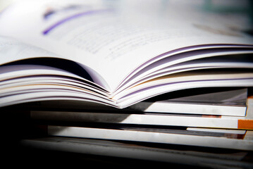 close up of a stack of books