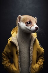 Weasel wearing fashion urban streetwear..Generative AI