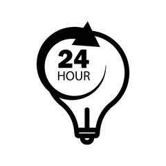 Light bulb icon illustration with arrow and 24 hour. suitable for time management icon. Simple vector design editable