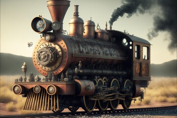 Naklejka na ściany i meble locomotive, train, steampunk, ephemera, vintage, retro, cards, Junk Journal, collection, wall collage