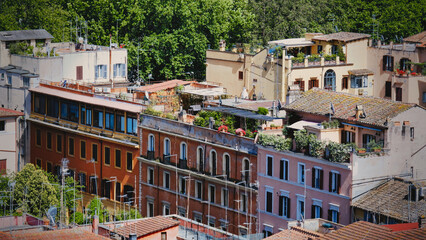 Panoramic view over the Rome Italy