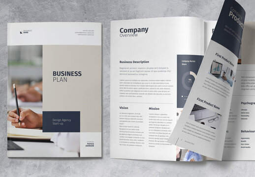 Business Plan Template with Beige and Gray Accents