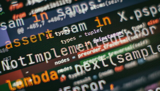 Web programming functions on laptop on laptop. IT business. Python code computer screen. Mobile application design Concept.