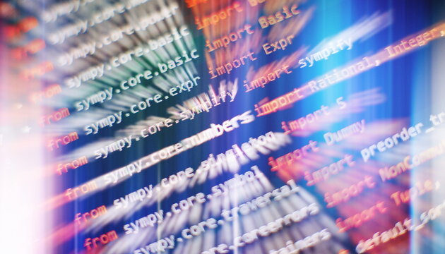 Web programming functions on laptop on laptop. IT business. Python code computer screen. Mobile application design Concept.