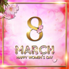 March 8 greeting card square shape for social media