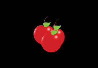red tomato on black background
