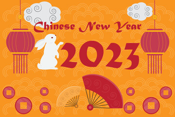 rabbit year chinese new year greeting vector background