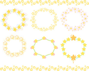 かわいい星を集めたサークルフレーム