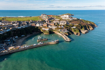 Newquay, Cornwall from the air in January 2023.