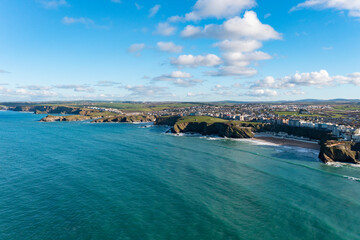 Newquay, Cornwall from the air in January 2023.