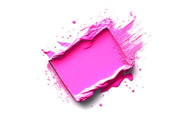 Bright pink Lipstick makeup texture, smear smudge swatch on white isolated background. Generation AI