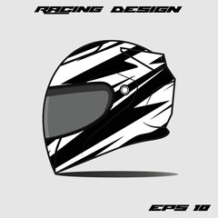 Racing helmet wrap decal and vinyl sticker design illustration.