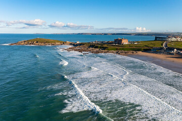 Newquay, Cornwall from the air in January 2023.