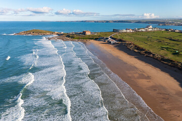 Newquay, Cornwall from the air in January 2023.