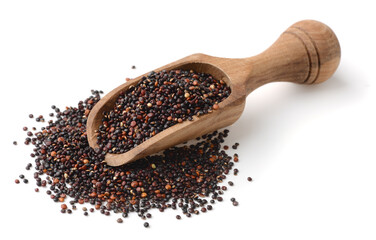 Wooden scoop of black quinoa seeds