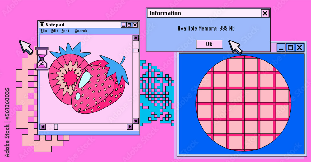 Aufkleber Collage of a user interface elements in acid neon colors. Vector illustration for programming and IT subjects.