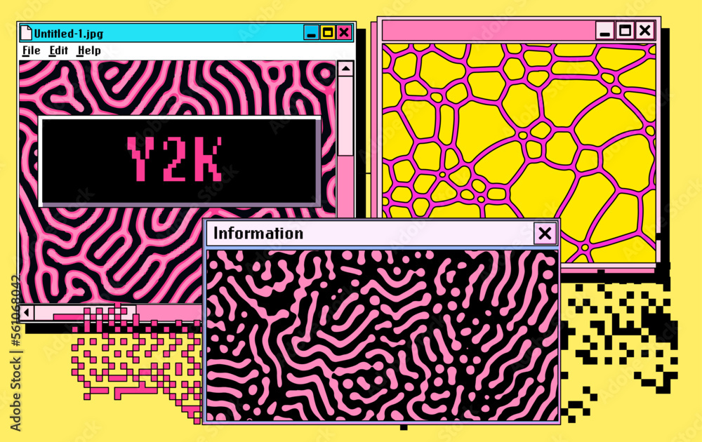 Aufkleber Collage of a user interface elements in acid neon colors. Vector illustration for programming and IT subjects.