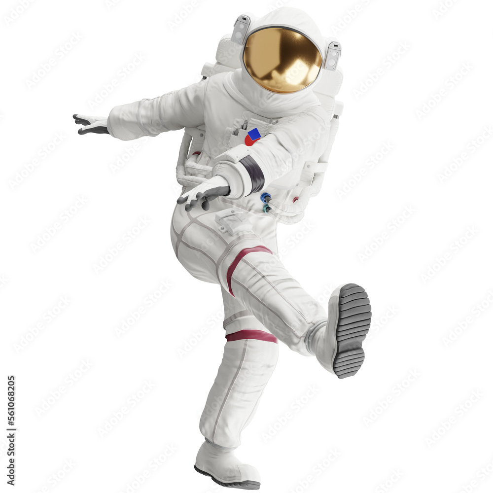 Wall mural astronaut posing like space parson in-universe 3d render with transparent background