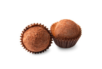 Candy truffles in milk chocolate on isolation