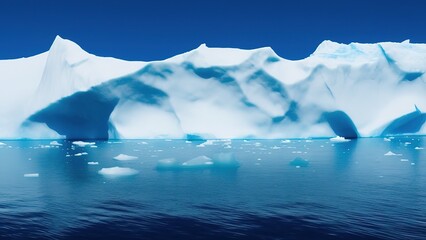 Fototapeta na wymiar A large iceberg floating in the sea.