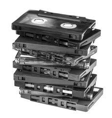 a stack of vintage audio cassettes
