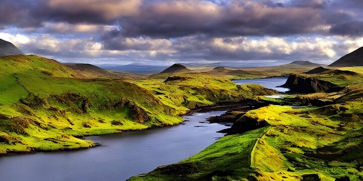 Ireland with green mountain beautiful scean 
