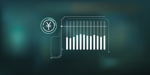 Abstract infographics about the stability of the yen price.