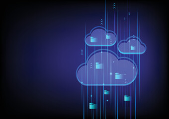 cloud computing data movement with arrow technology blue background 