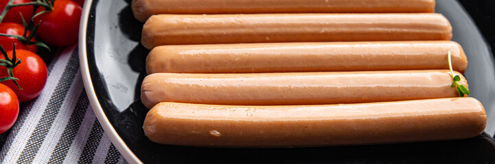 sausages soy no meat vegetarian fresh healthy meal food snack on the table copy space food background rustic top view keto or paleo diet veggie vegan food