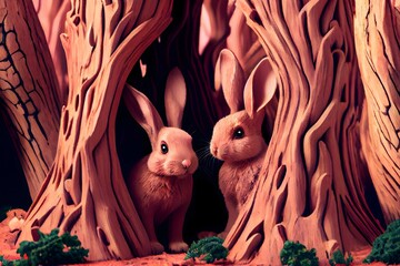 Rabbits couple sweetheart for valentine's day 2023,generative Ai
