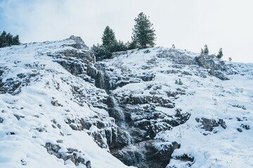 Frozen Waterfall in the Dolomites South Tyrol Italy Tre Cime di Lavaredo