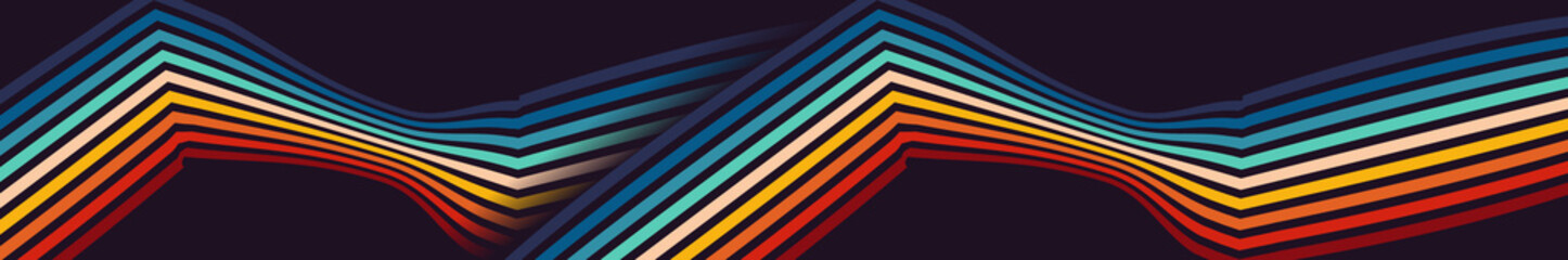 Obraz premium spectrum energy line stripes vintage layout curve paper geometry wall eighties retro 70s 80s background banner