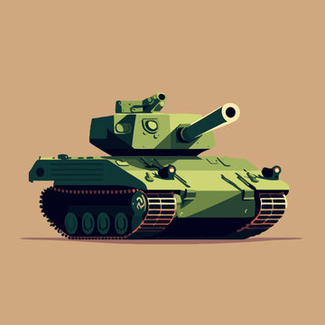 large tank military army vector cartoon color icon vector flat color illustration