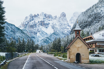 Small Church at Tre Cime Dreizinnen Dolomites South Tyrol Italy