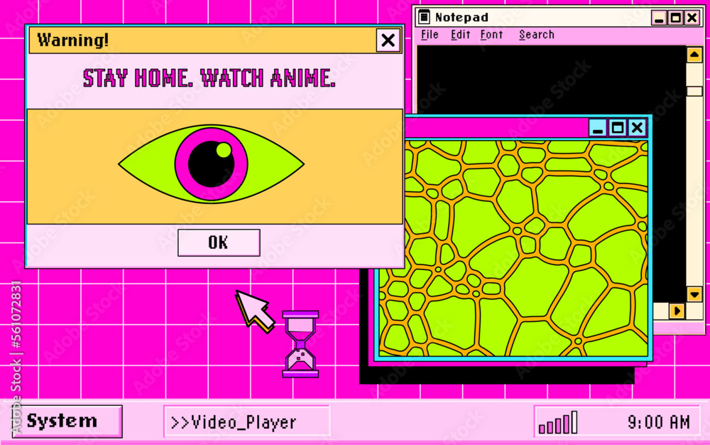 Aufkleber Collage of a user interface elements in acid neon colors. Vector illustration for programming and IT subjects.