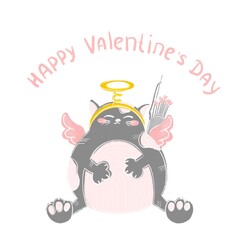 the cupid cat with wings and a halo fell asleep